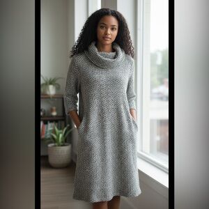 Perceptions Black and White Patterned Dress